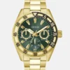 Gold-Tone and Green Multifunction Watch