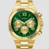 Gold-Tone and Green Multifunction Watch