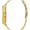 Gold-Tone and Green Sunburst Analog Watch