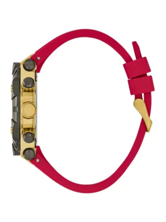 Gold-Tone and Red Silicon Multifunction Watch