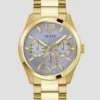 Gold-Tone and Textured Blue Multifunction Watch