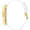 Gold-Tone and White Rectangular Multifunction Watch
