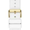 Gold-Tone and White Rectangular Multifunction Watch