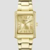 Gold-Tone Crystal Square Analog Watch