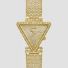 Gold-Tone Crystal Triangle Analog Watch