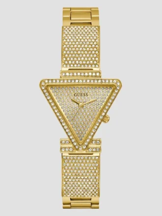 Gold-Tone Crystal Triangle Analog Watch