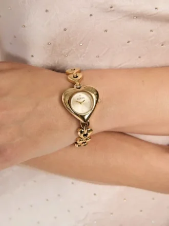 Gold-Tone Heart Analog Watch