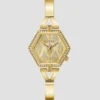 Gold-Tone Hexagon Analog Watch