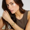 Gold-Tone Hexagon Analog Watch