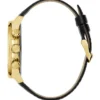 Gold-Tone Leather Multifunction Watch