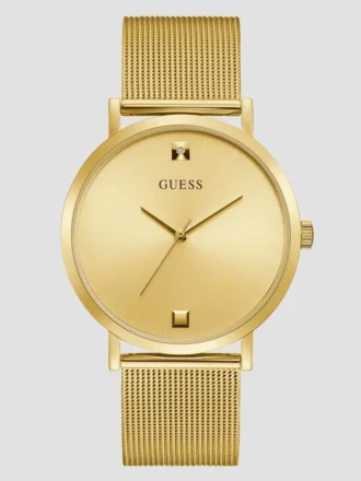 Gold-Tone Mesh Diamond Analog Watch