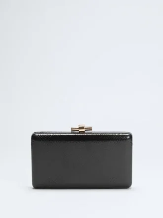 Gold-Tone Python Clutch