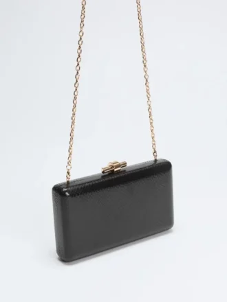 Gold-Tone Python Clutch