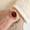 Gold-Tone Red Analog Watch