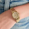 Gold-Tone Rhinestone Analog Watch