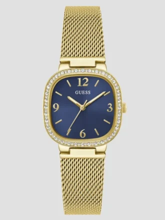 Gold-Tone Rounded Crystal Analog Watch