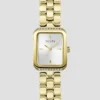 Gold-Tone Textured Square Analog Watch