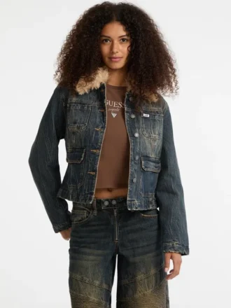 Guess Originals Faux-Fur Denim Aviator Jacket