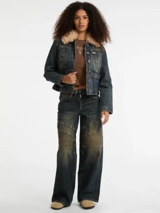 Guess Originals Faux-Fur Denim Aviator Jacket