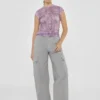 Guess Originals Printed Stud and Denim Mesh Top
