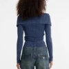 Guess Originals Ribbed Foldover Cardigan