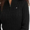 Half-Zip Cable-Knit Crop Sweater