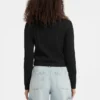 Half-Zip Cable-Knit Crop Sweater