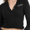 Hooded Embroidered Logo Slim Top