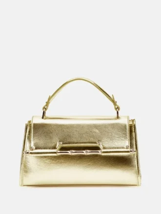 Iris Metallic Leather Top Handle Bag