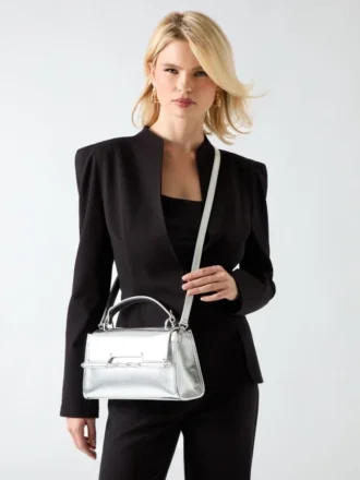Iris Metallic Leather Top Handle Bag