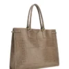 Isa Crocodile-Embossed Leather Tote