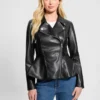Ivy Faux-Leather Peplum Moto Jacket