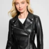 Ivy Faux-Leather Peplum Moto Jacket