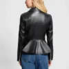 Ivy Faux-Leather Peplum Moto Jacket
