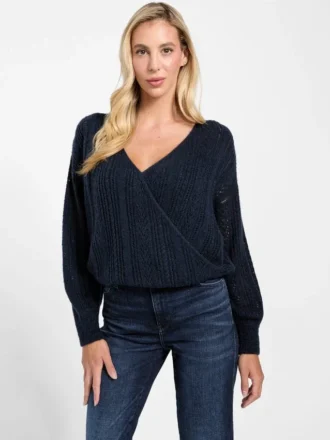 Izabella Wool-Blend Surplice Sweater