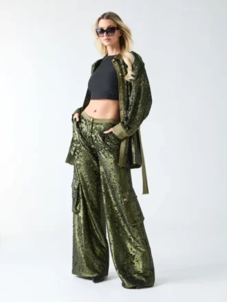 Kaia Sequin Cargo Pants