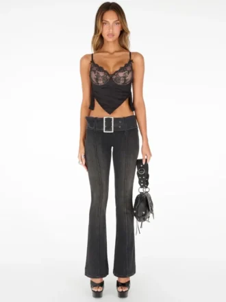 Belted Bootcut Jeans