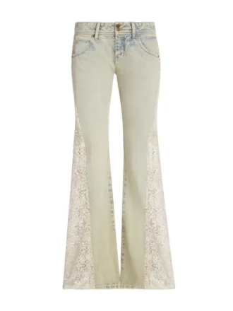 Lace Denim Flare Pants