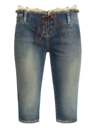 Lace-Up Capri Jeans