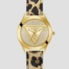 Leopard and Gold-Tone Analog Logo Watch