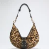 Leopard Crescent Shoulder Bag