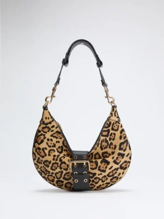 Leopard Crescent Shoulder Bag