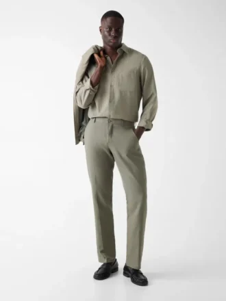 Linen-Blend Slim Pants