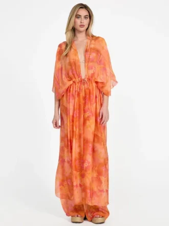 Long Silk-Blend Kimono
