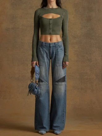 Long-Sleeve Layered Sweater Top