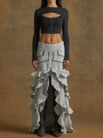 Denim Ruffle Skirt