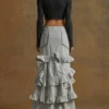 Denim Ruffle Skirt