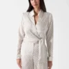 Marciano Monogram Satin Wrap Blouse