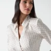 Marciano Monogram Satin Wrap Blouse