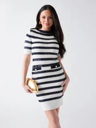 Marciano Striped Sequin Sweater Dress